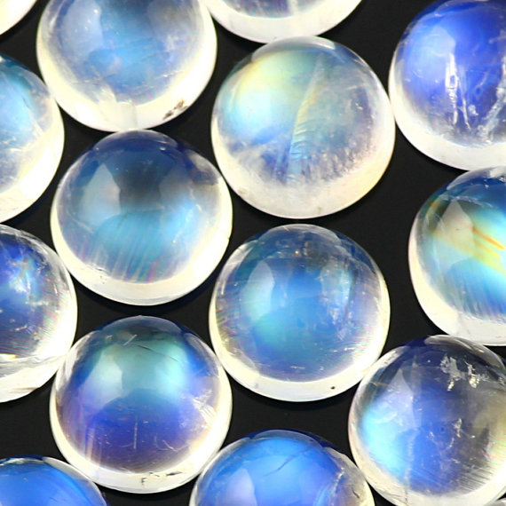 Natural Rainbow Moonstone 4mm 100 Pieces Lot Cabochon Round SI Quality