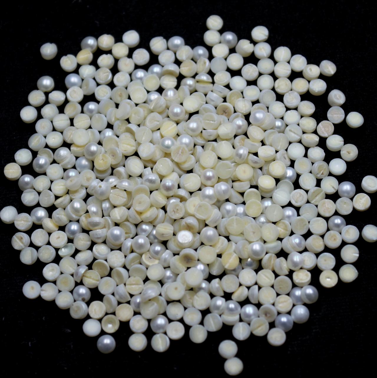 3mm Natural Fresh Water White Pearl Half Cut Cabochon Round 25 Pieces